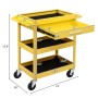 [US Warehouse] 3-Tray Stainless Steel Rolling Utility Cart Trolley with Drawer, Capacity: 330 LBS